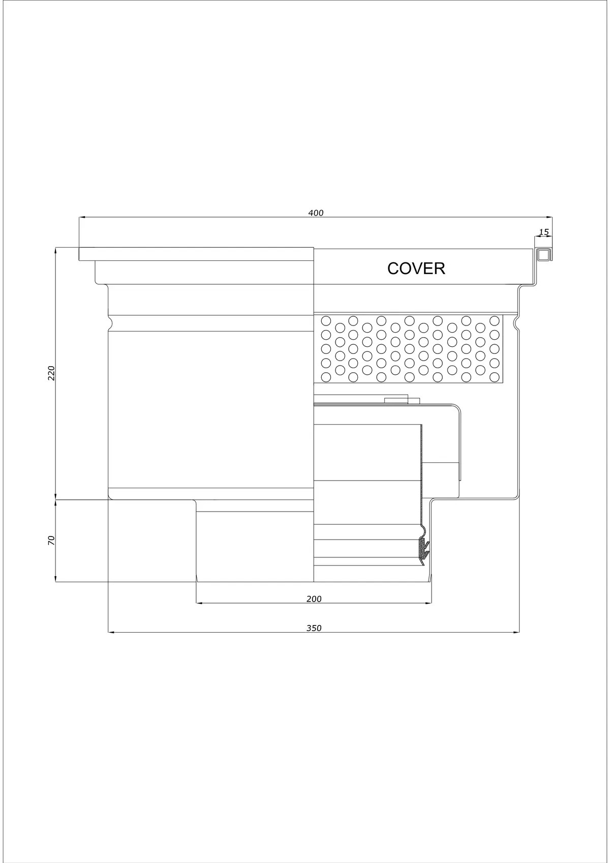 Scarico a pavimento BK_KRD 400x400 DN 200 - Scarico verticale monopezzo