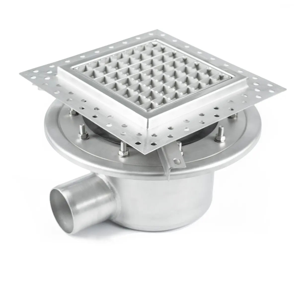 Scarico a pavimento quadrato laterale a due parti BK_KROB 250x250mm