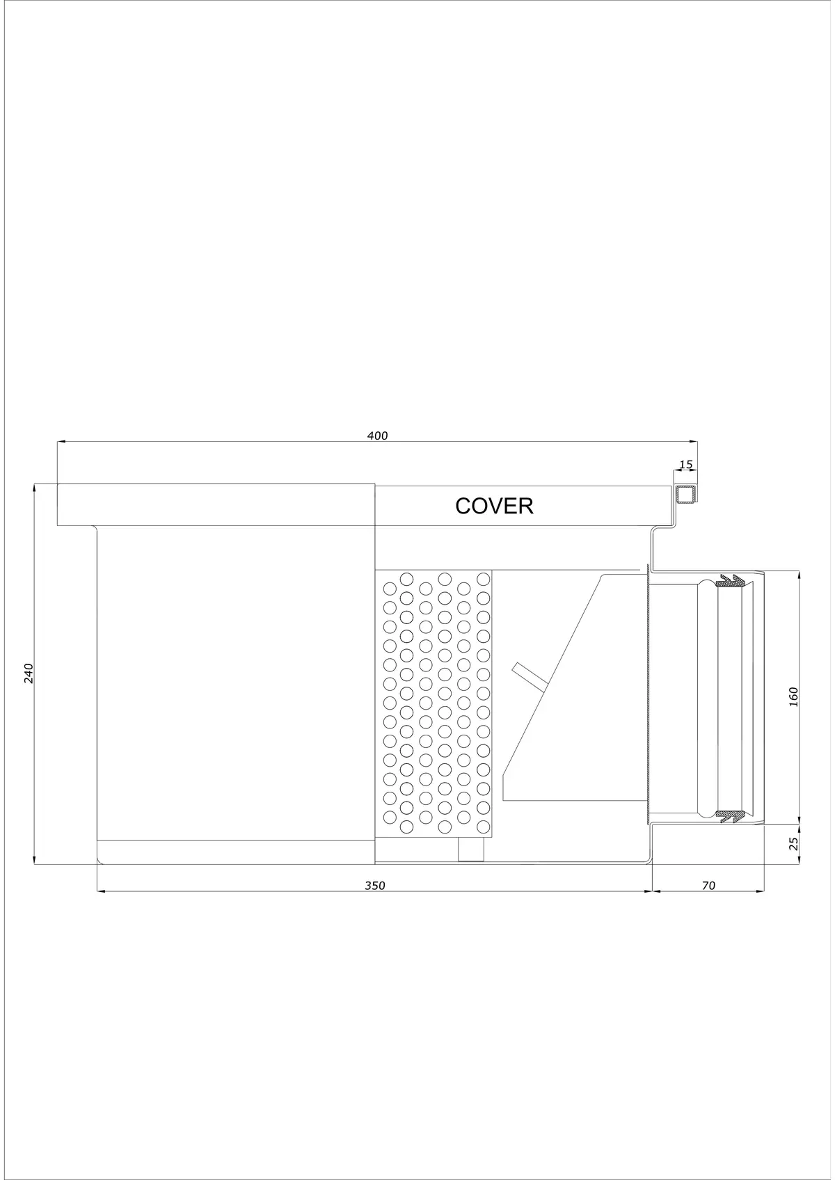 Scarico a pavimento BK_KRB 400x400 DN 160 - Monoblocco Orizzontale