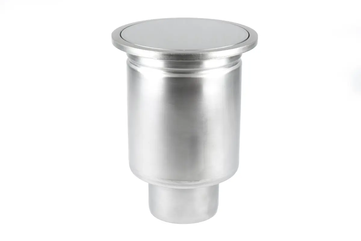 Scarico a pavimento verticale rotondo in acciaio inox