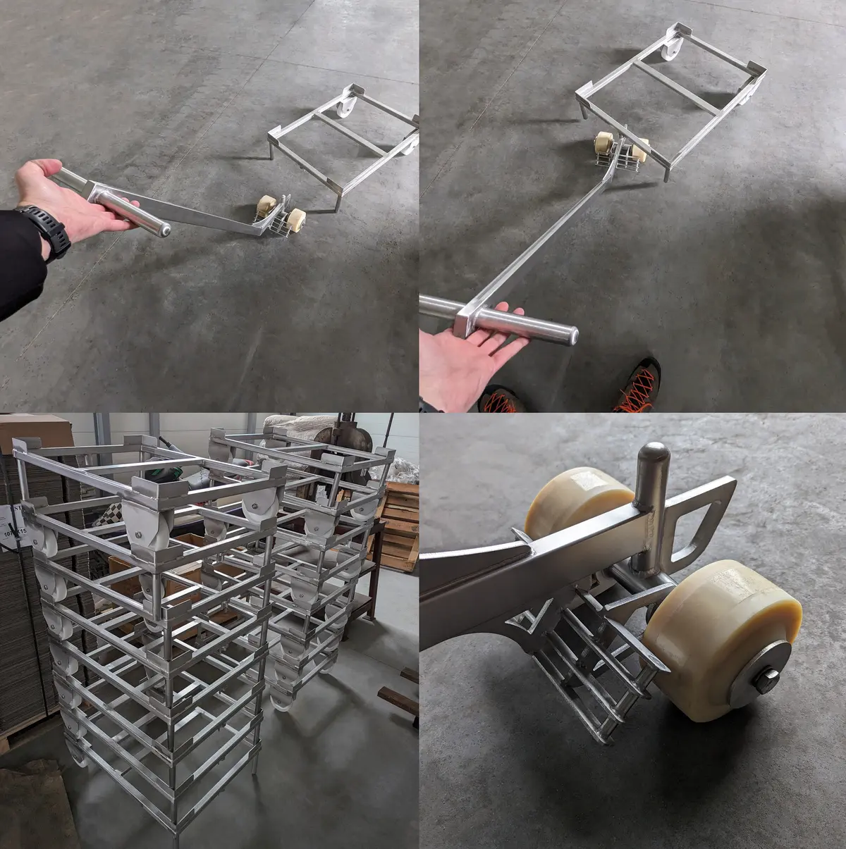 Carrello in acciaio inox per il trasporto di carrelli con casse Euro E2