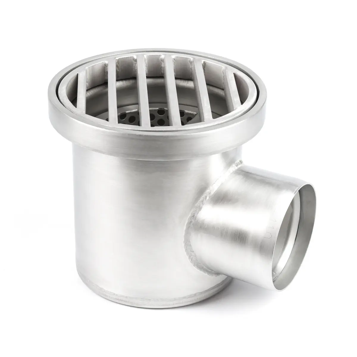 Scarico a pavimento rotondo professionale in acciaio inox con coperchio resistente