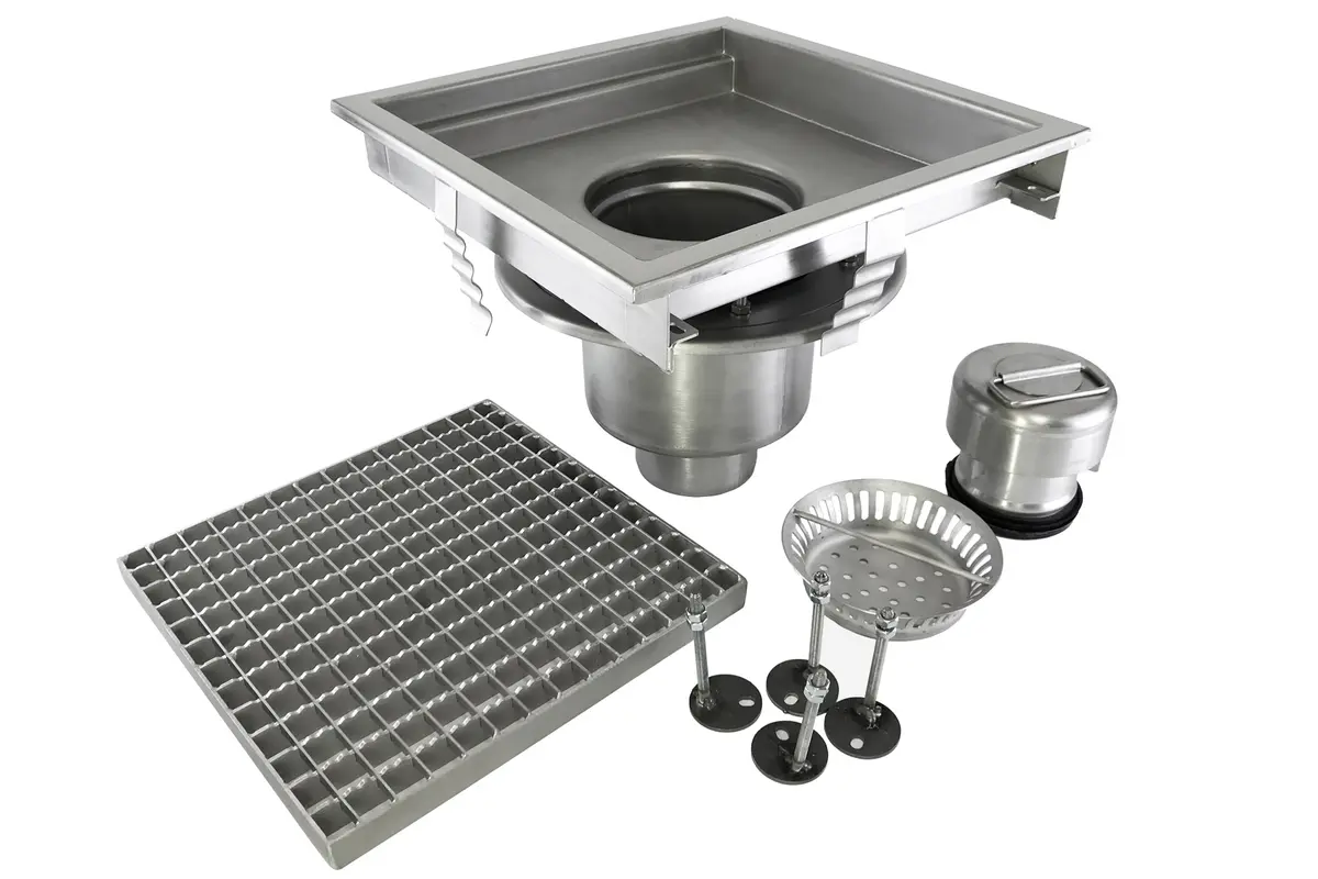Set completo di accessori per vasca da pavimento in acciaio inossidabile