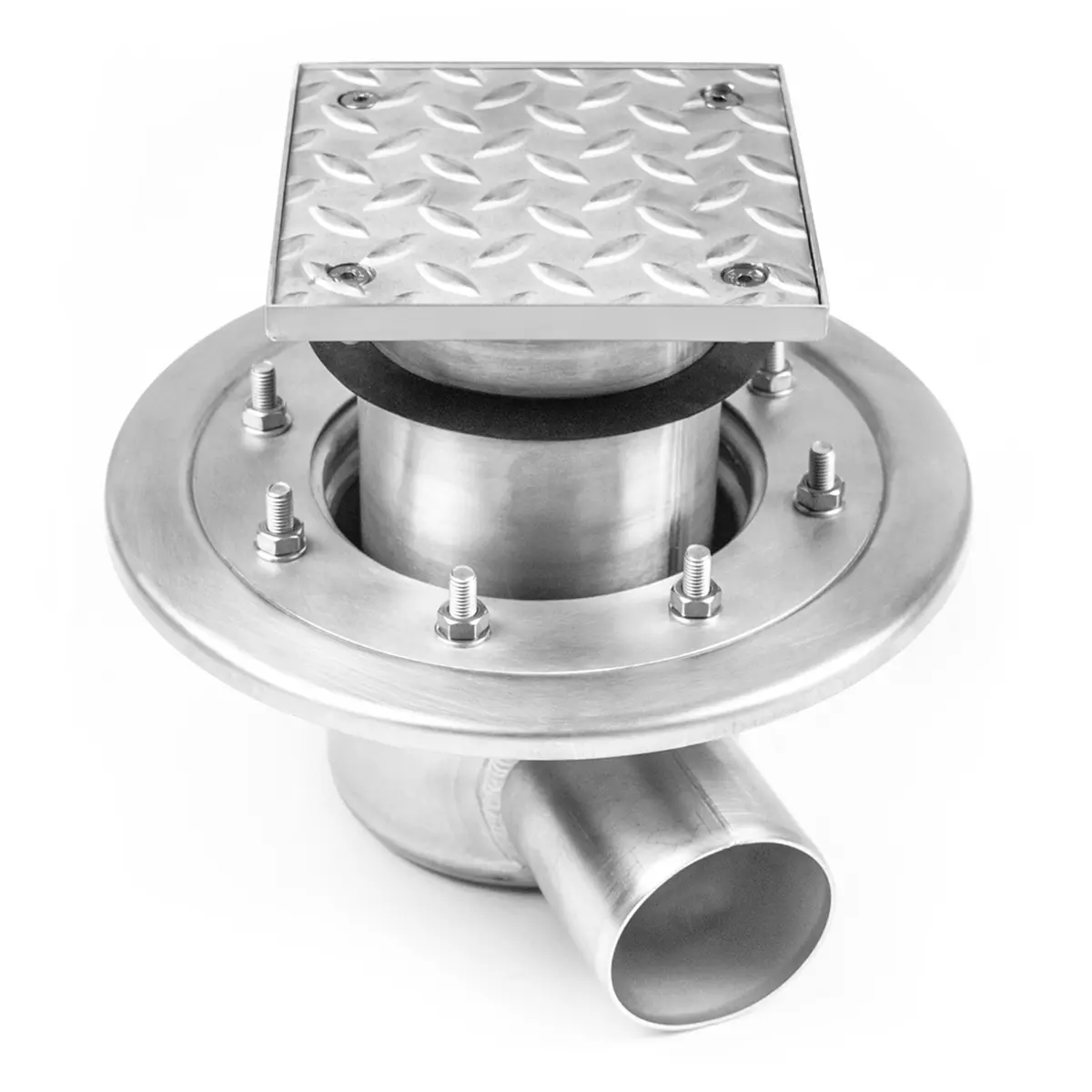 Sportello di ispezione laterale in acciaio inox a due parti con coperchio zigrinato