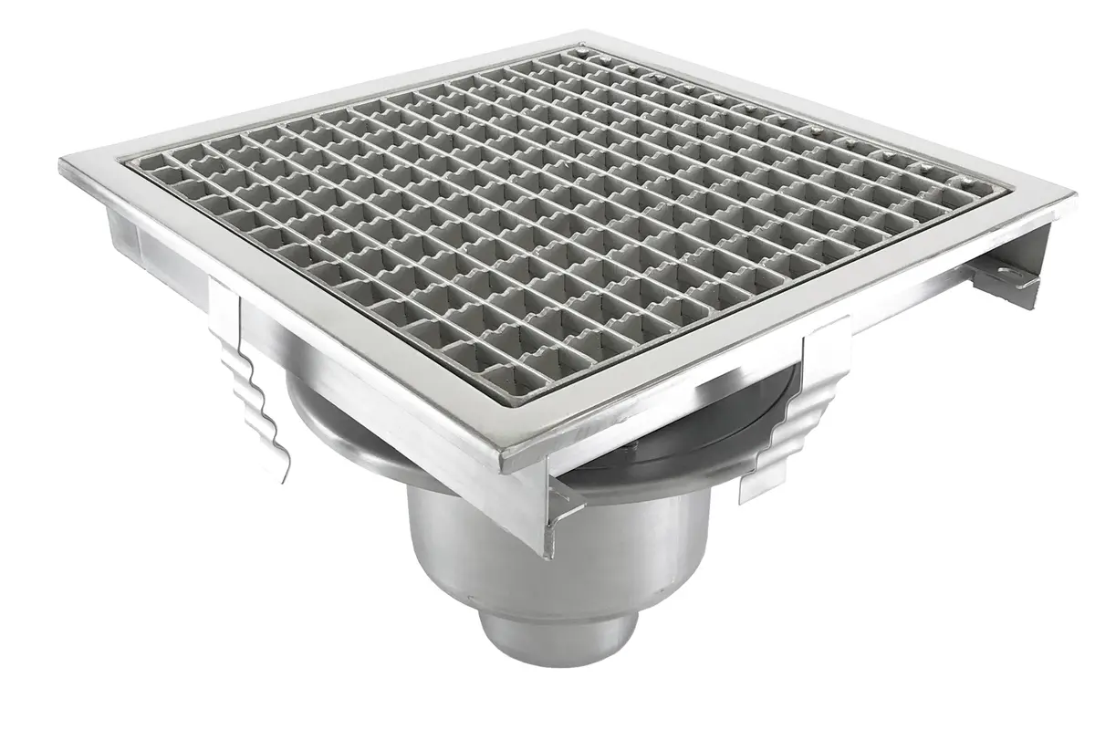 Drenaggio in acciaio inox per capannoni di produzione - Vasca a pavimento