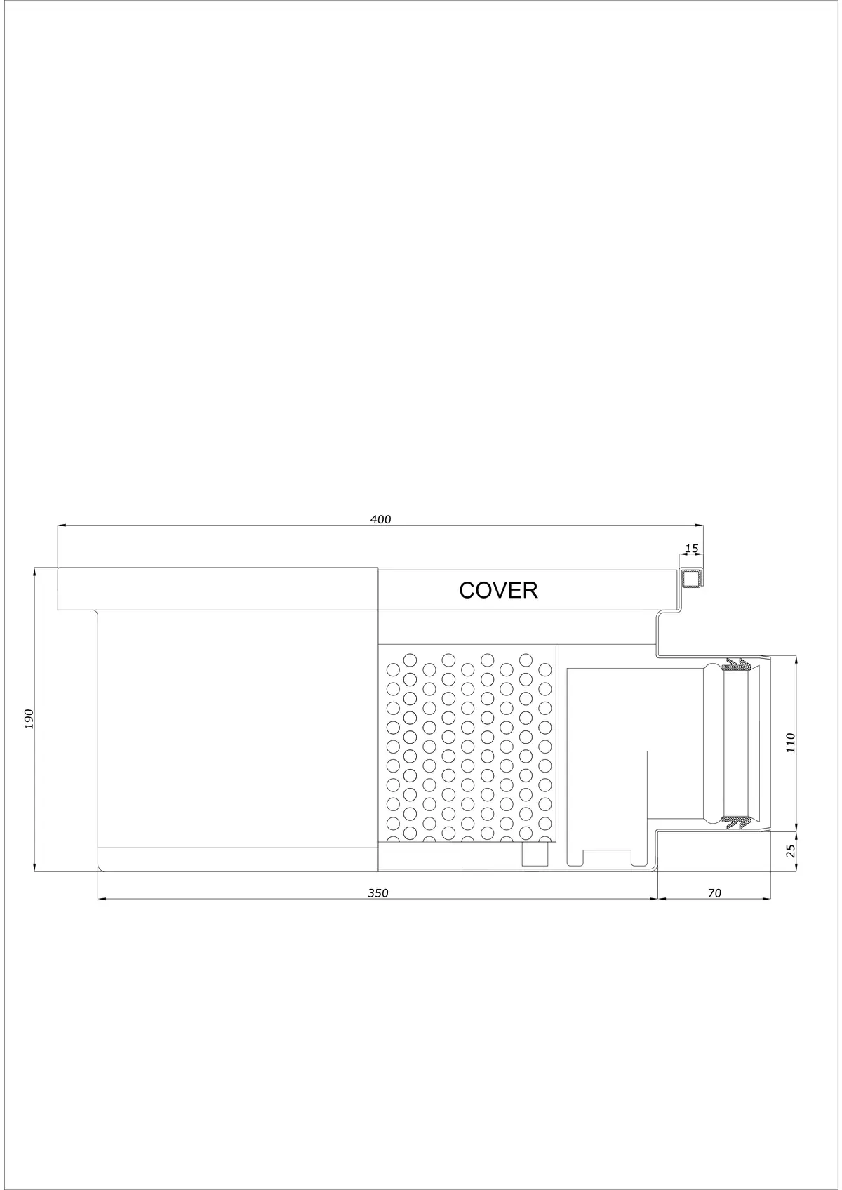 Scarico a pavimento BK_KRB 400x400 DN 110 - Monopezzo Orizzontale